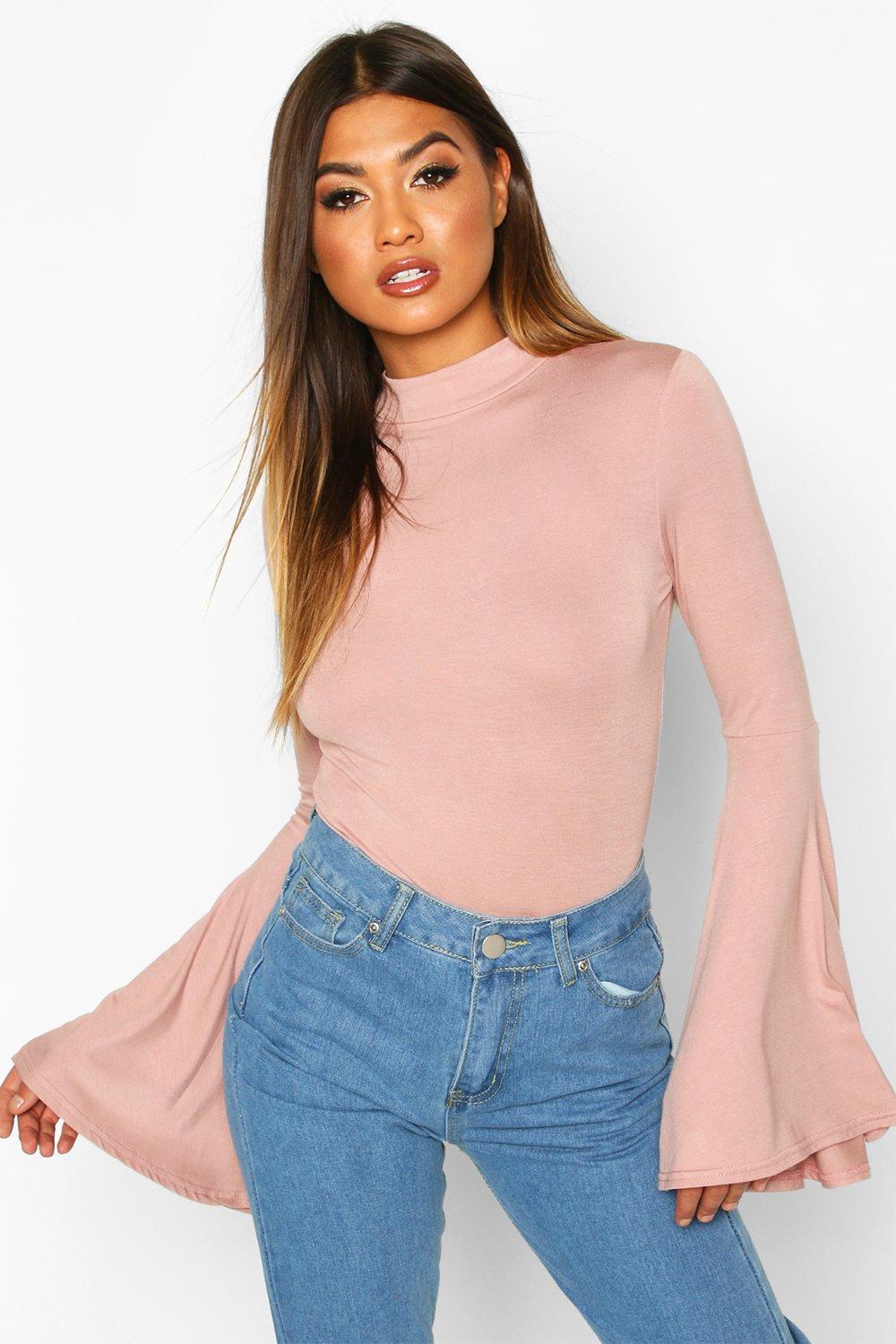 

Woven Extreme Blousson Sleeve Shirred Top, Dusty blue