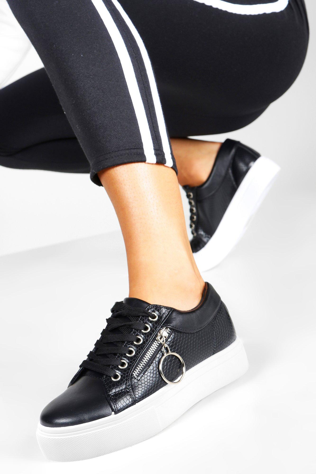 womens black platform trainers