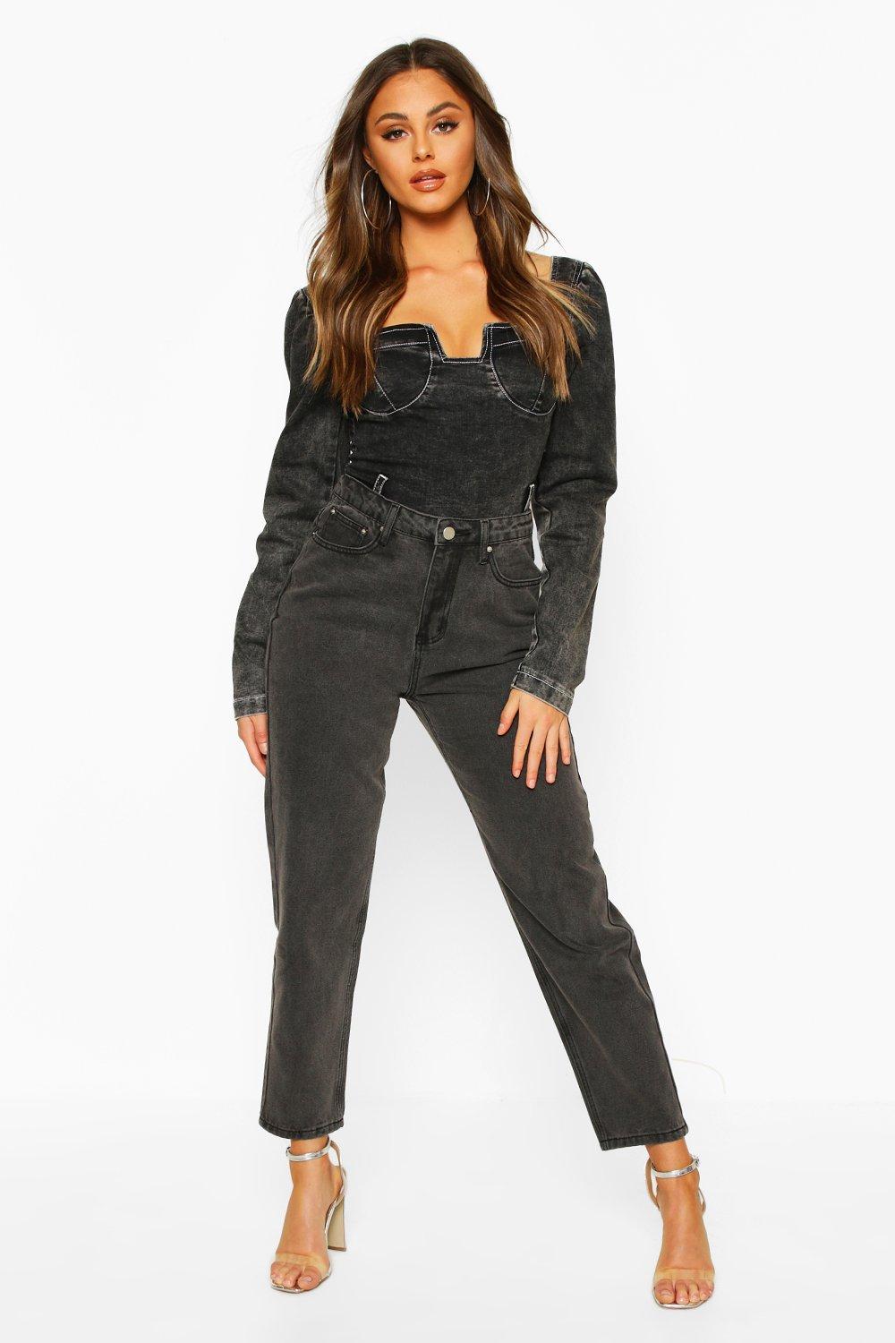 

Мамины джинсы с высокой посадкой, Washed black