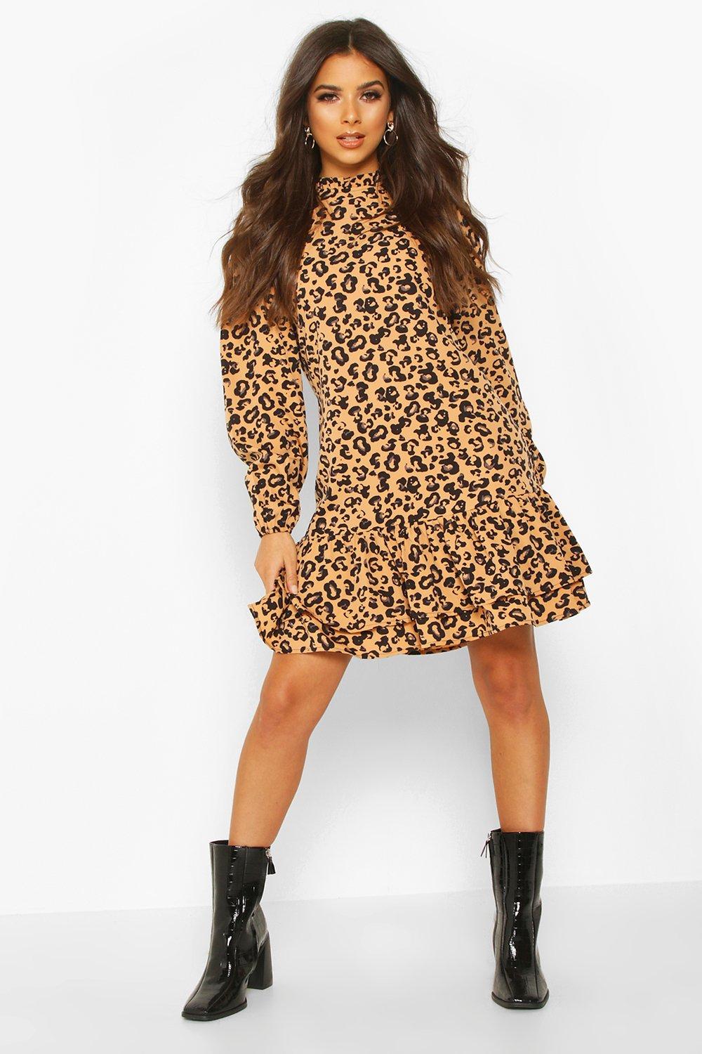 animal print high neck dress