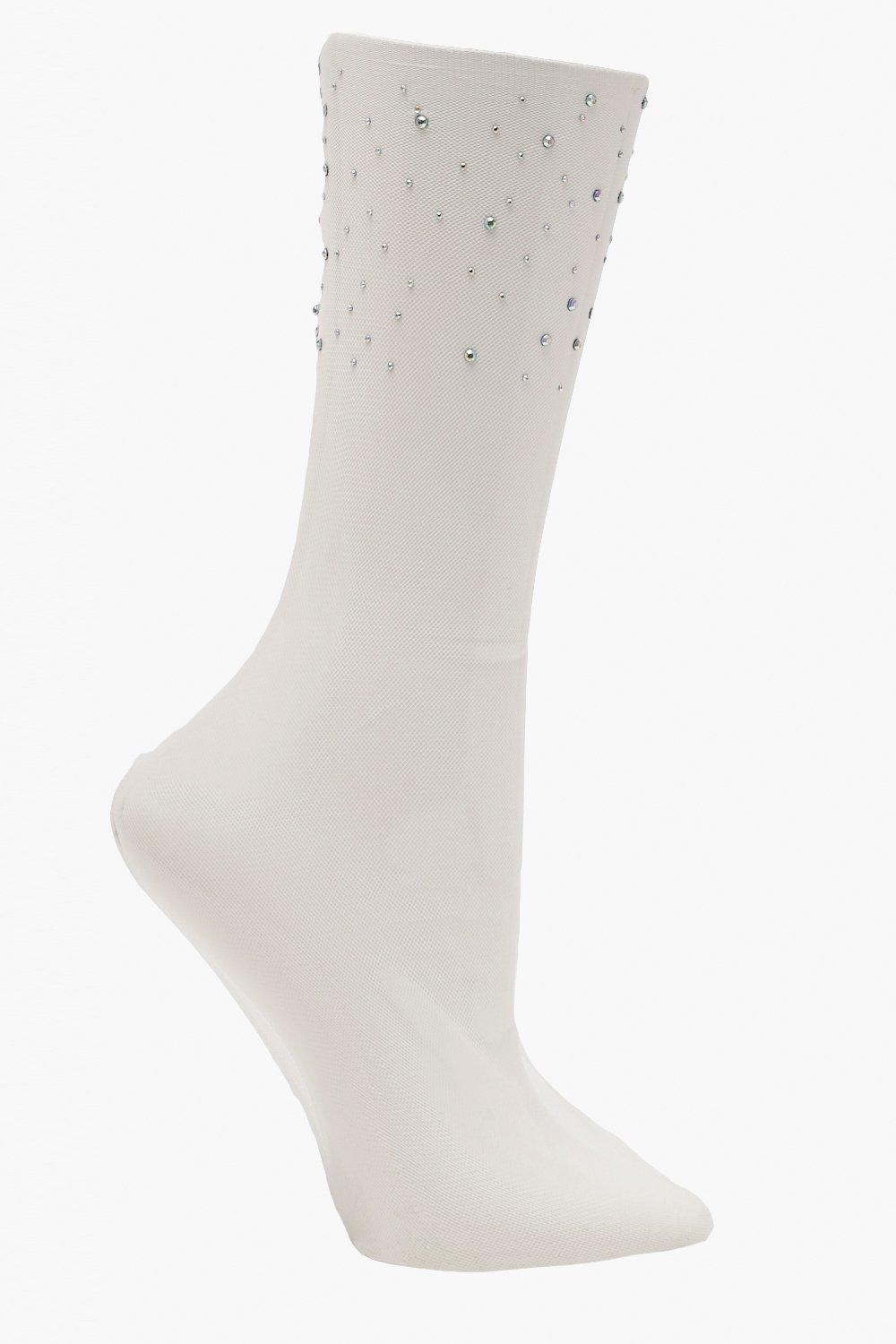 

Прозрачные носки с декоративной отделкой, White