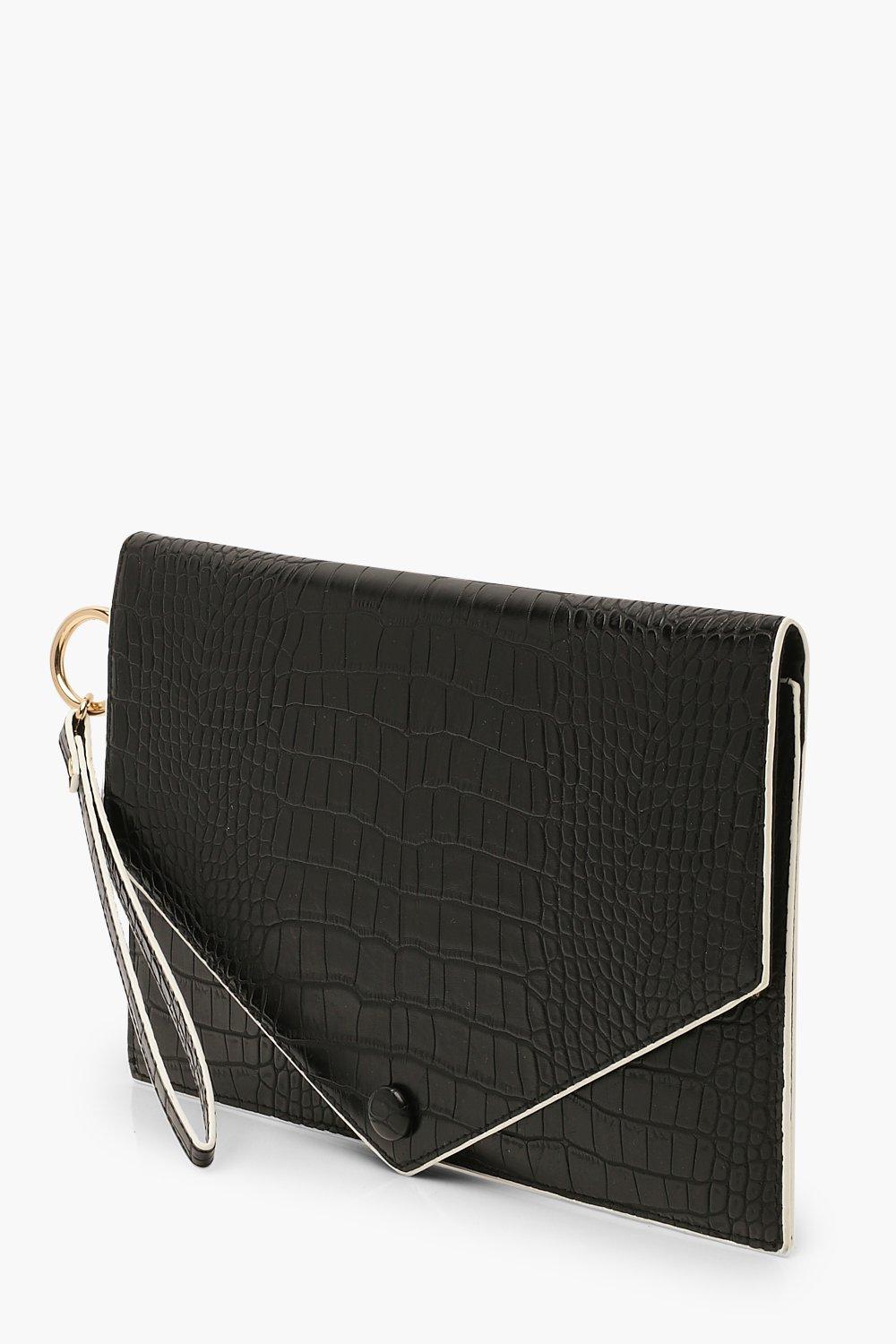 black croc clutch bag