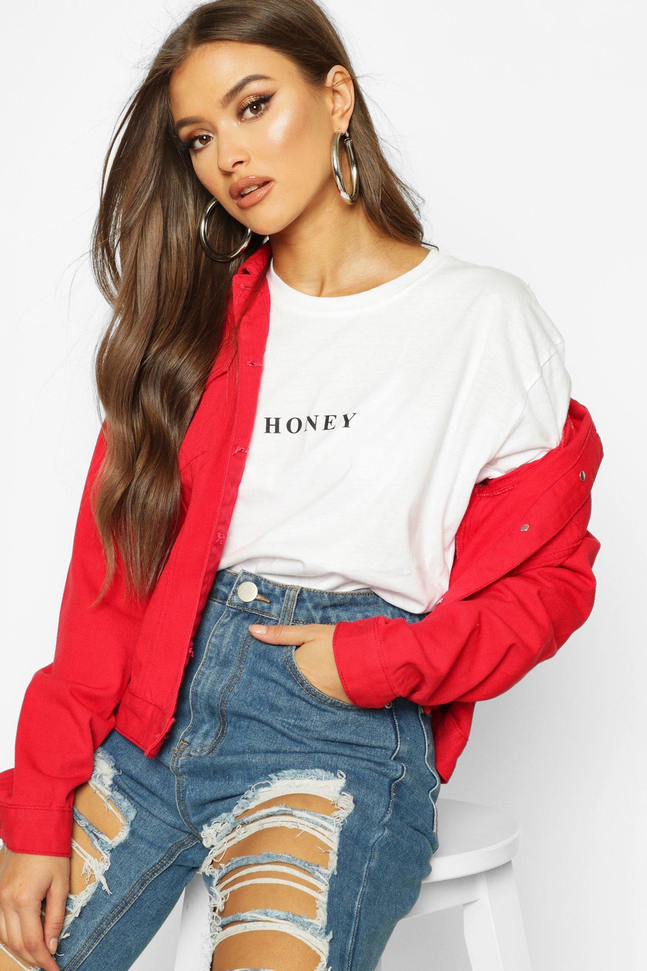 

Футболка со слоганом Honey, White