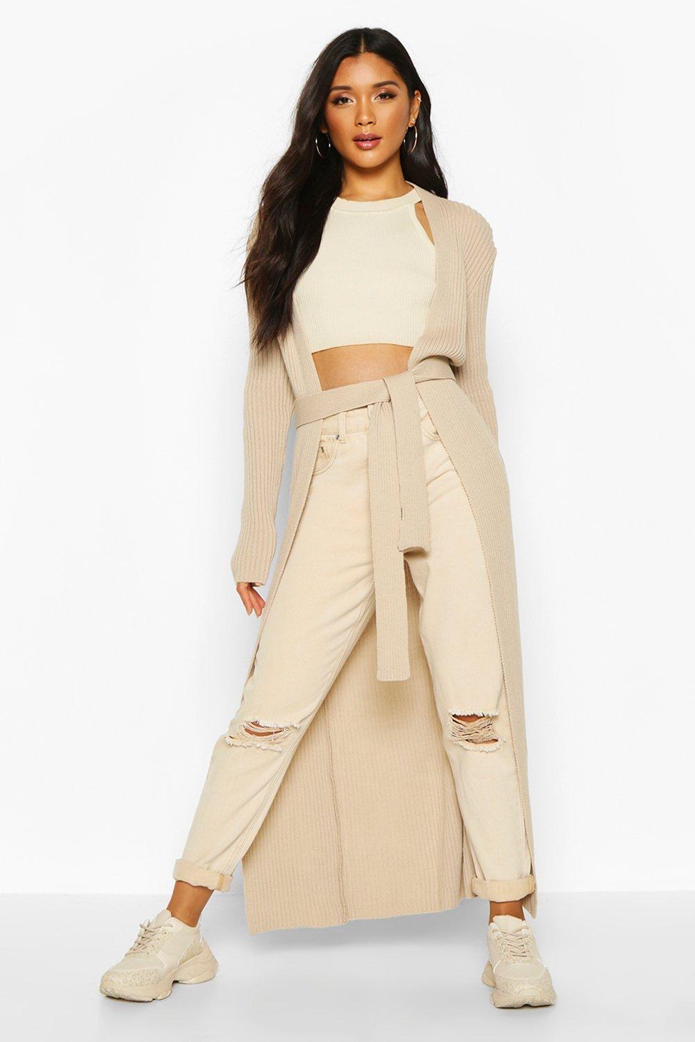 maxi belted cardigan