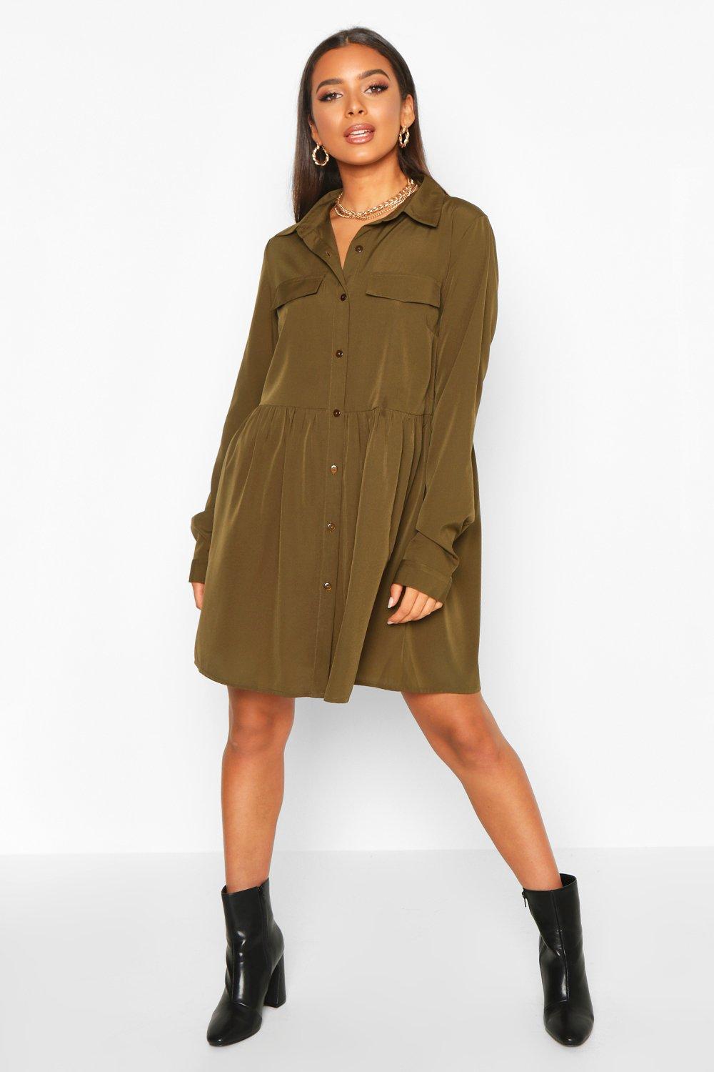 

Практичное свободный платье оверсайз, Khaki