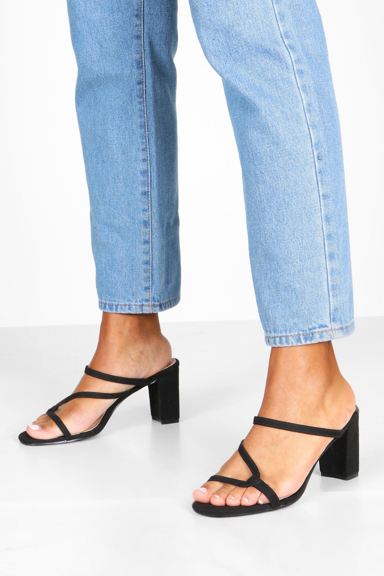 black low heel mules
