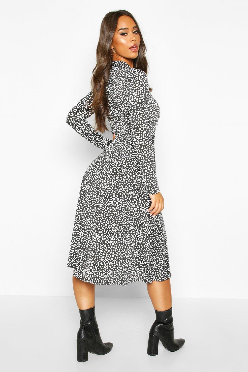 dalmation print midi dress