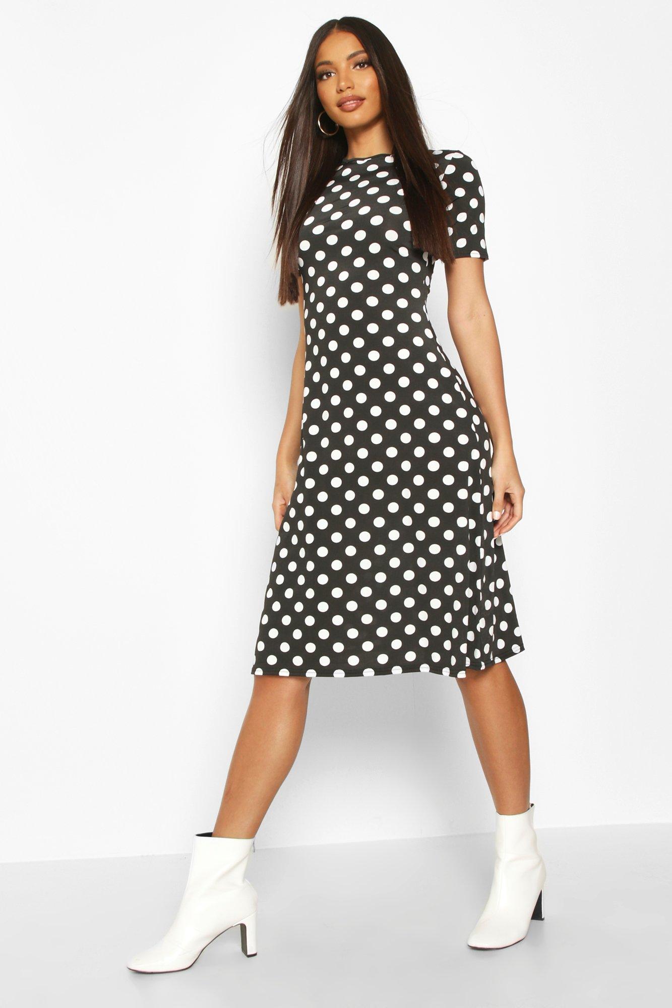 mocha polka dot dress