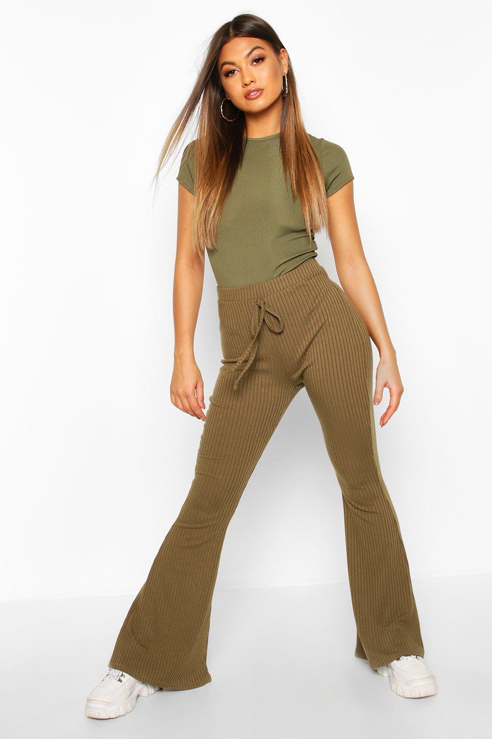 

Брюки клеш в мягкий рубчик, Khaki