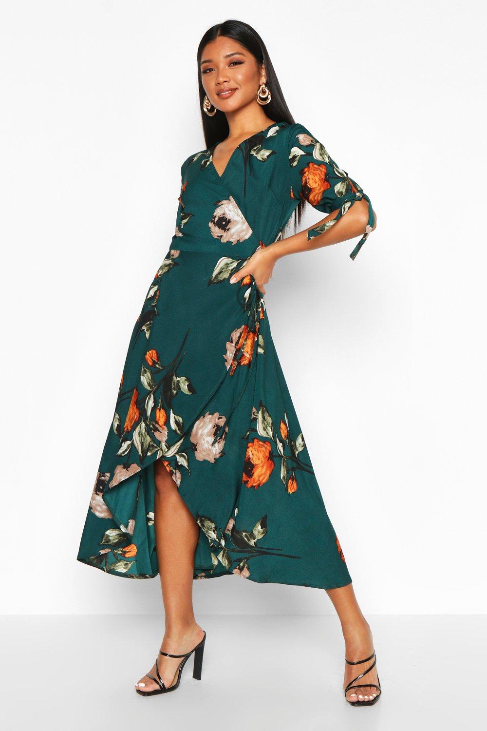 midi green floral dress