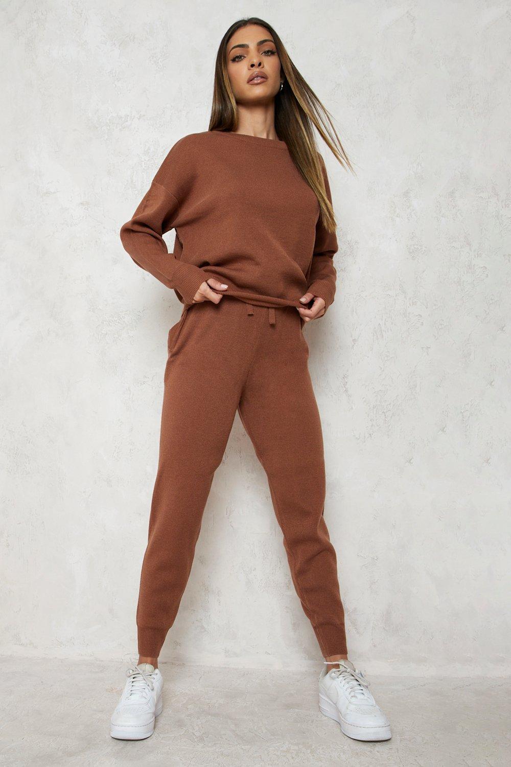 Womens Knitted Tracksuit - Beige - S, Beige