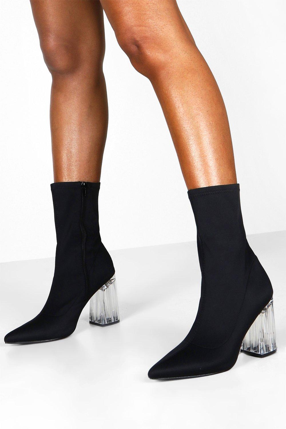 black clear ankle boots