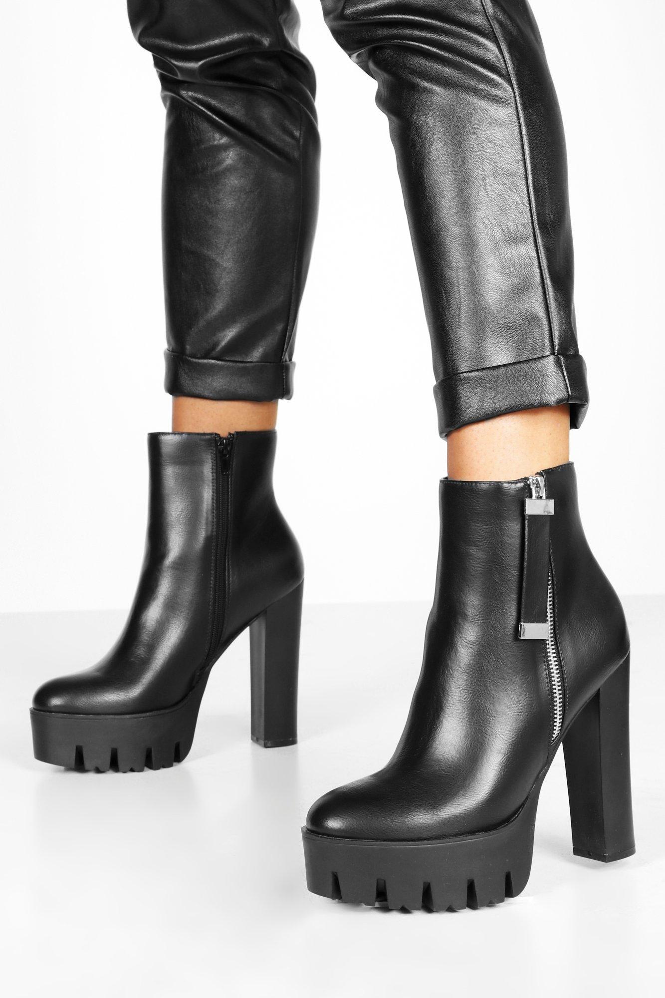 cleated platform block heels