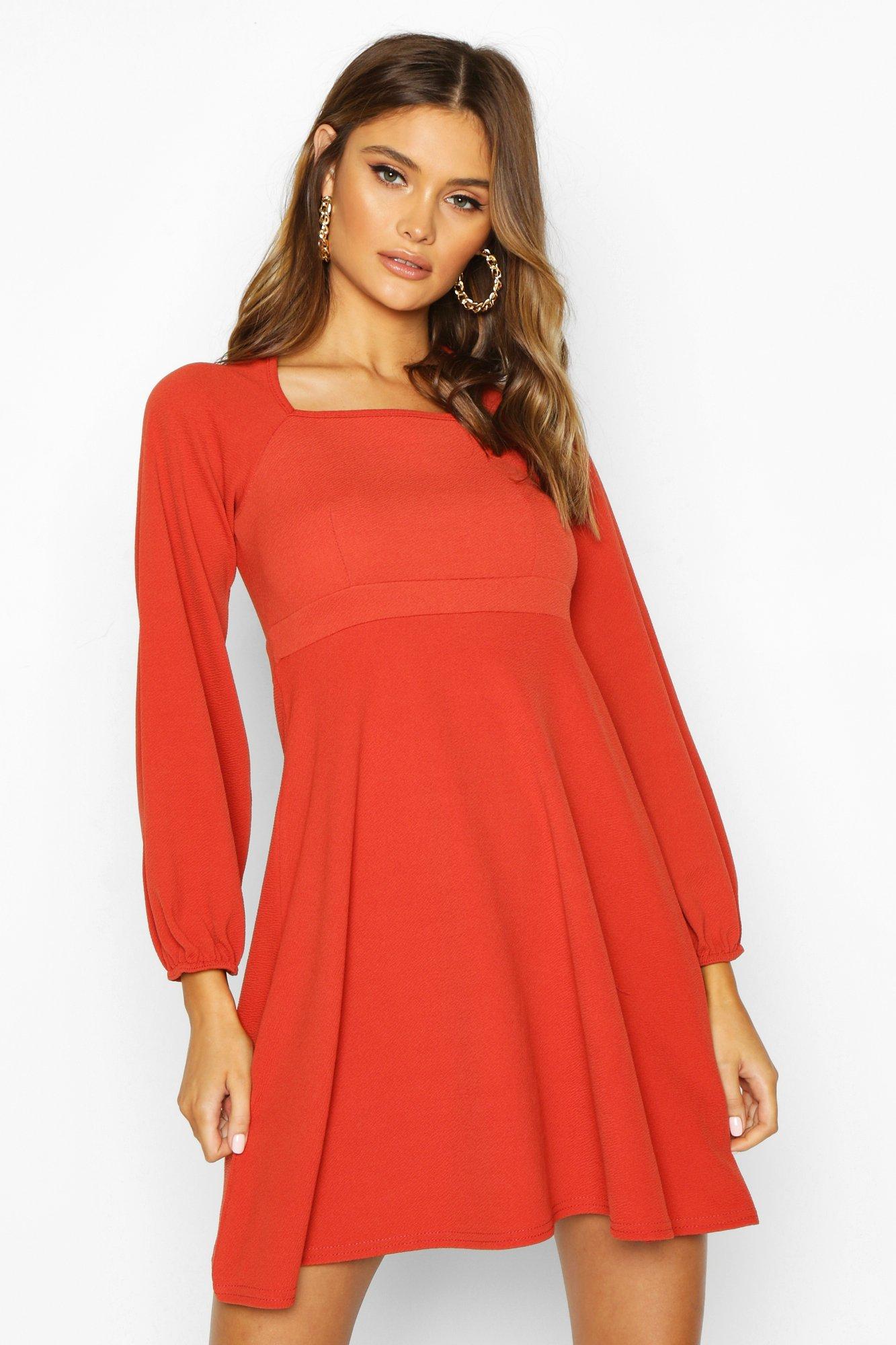 burnt orange skater dress