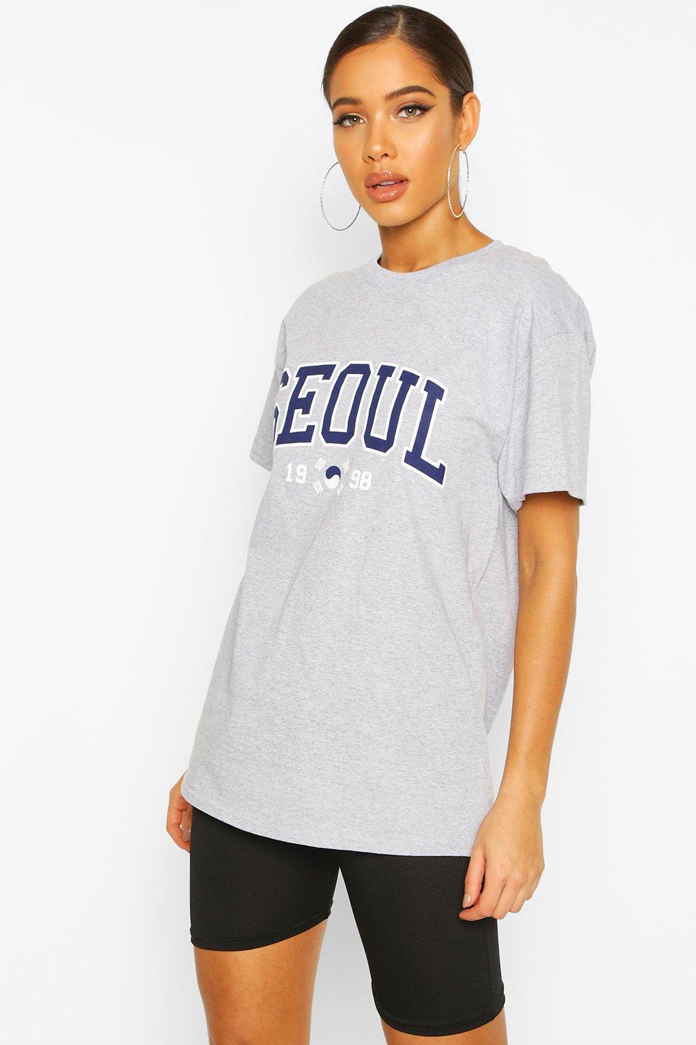 

Топ с принтом со слоганом Seoul, Grey marl