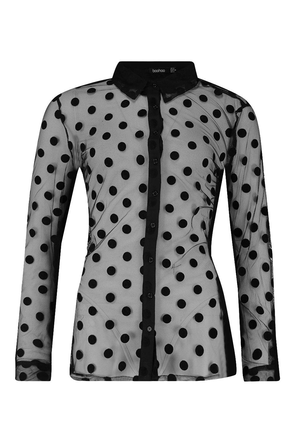 

Рубашка из органзы в горошек, Black