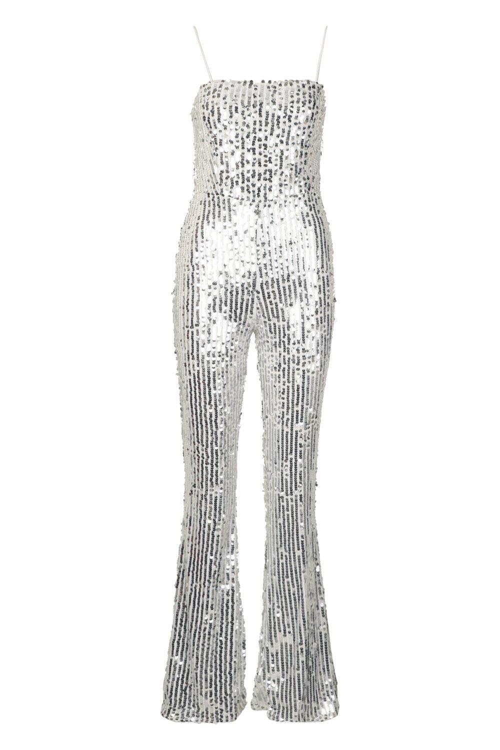 flared sequin jumpsuit