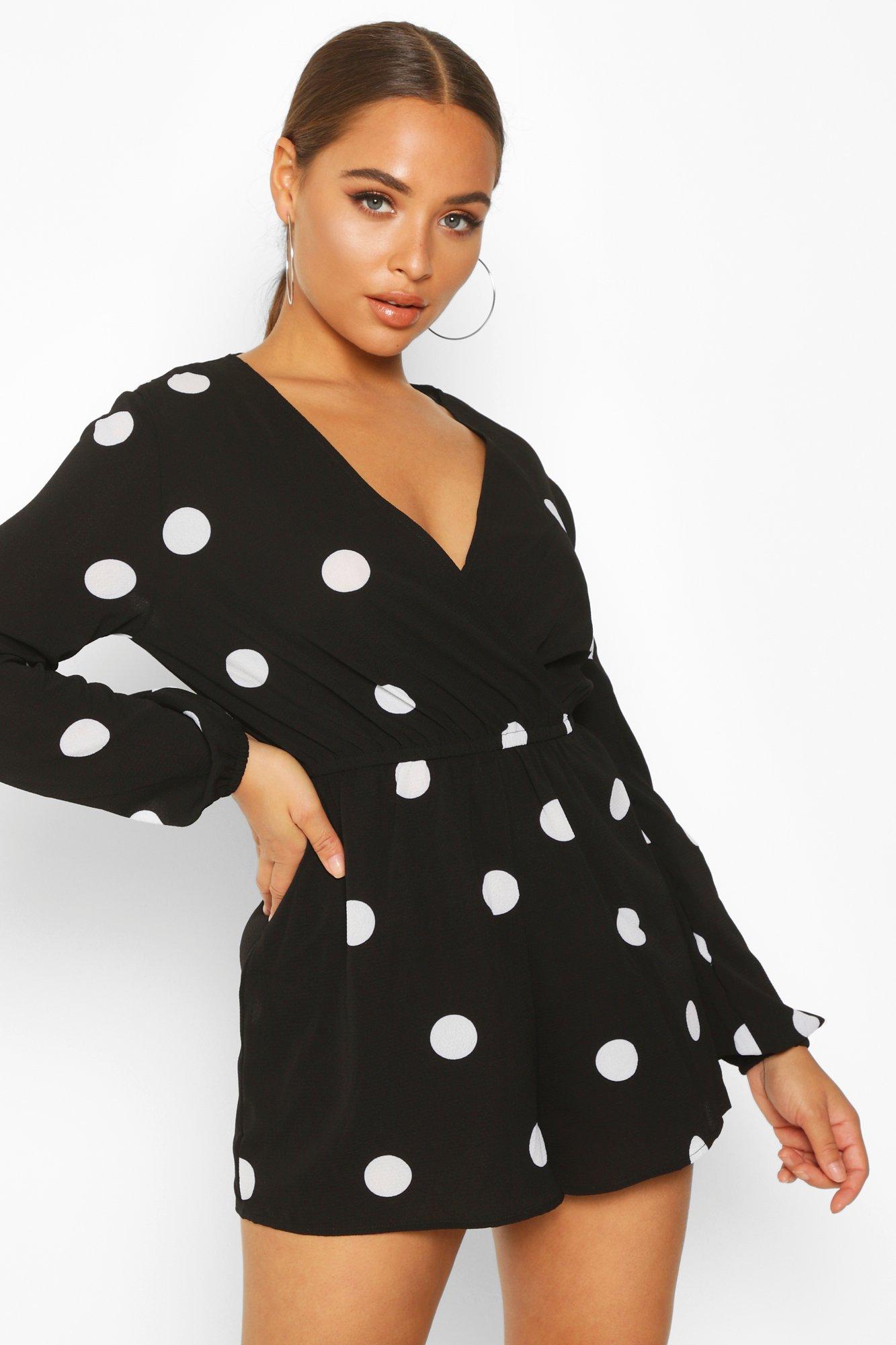 polka dot playsuit boohoo