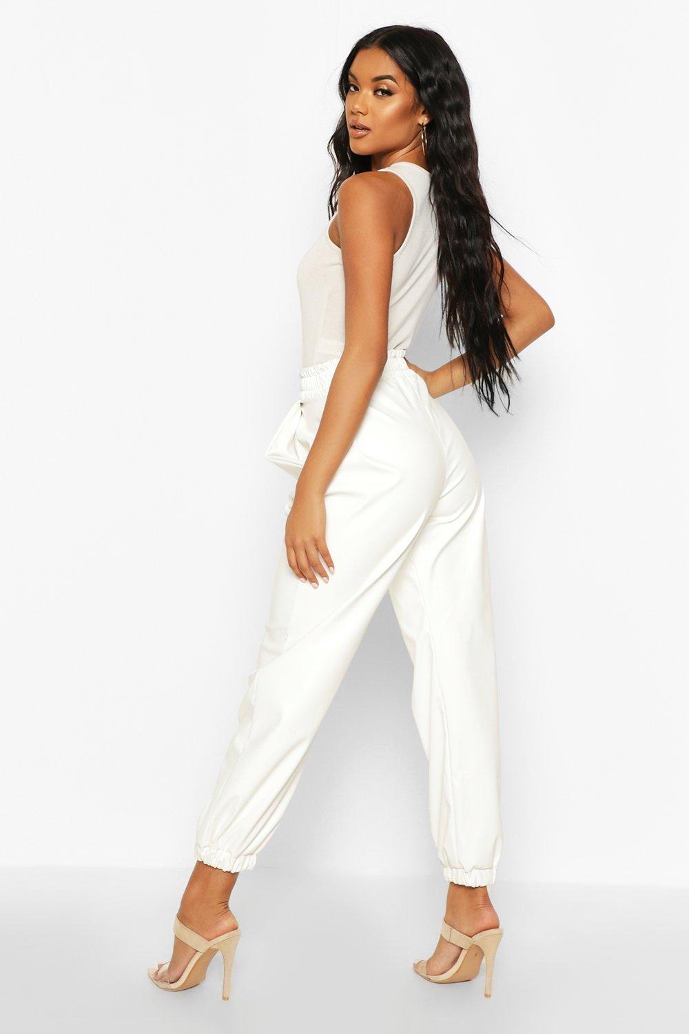 boohoo leather joggers