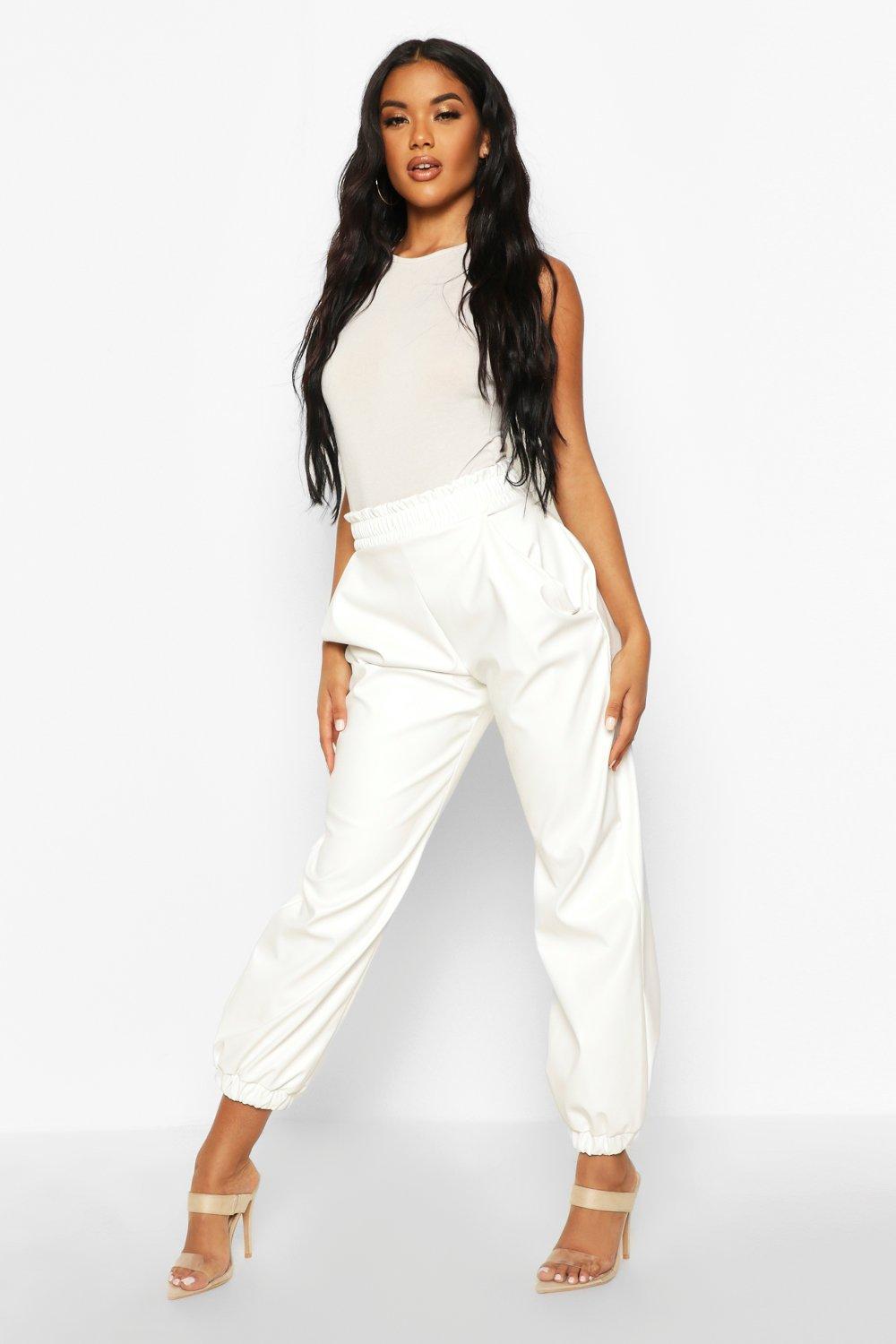 boohoo leather joggers