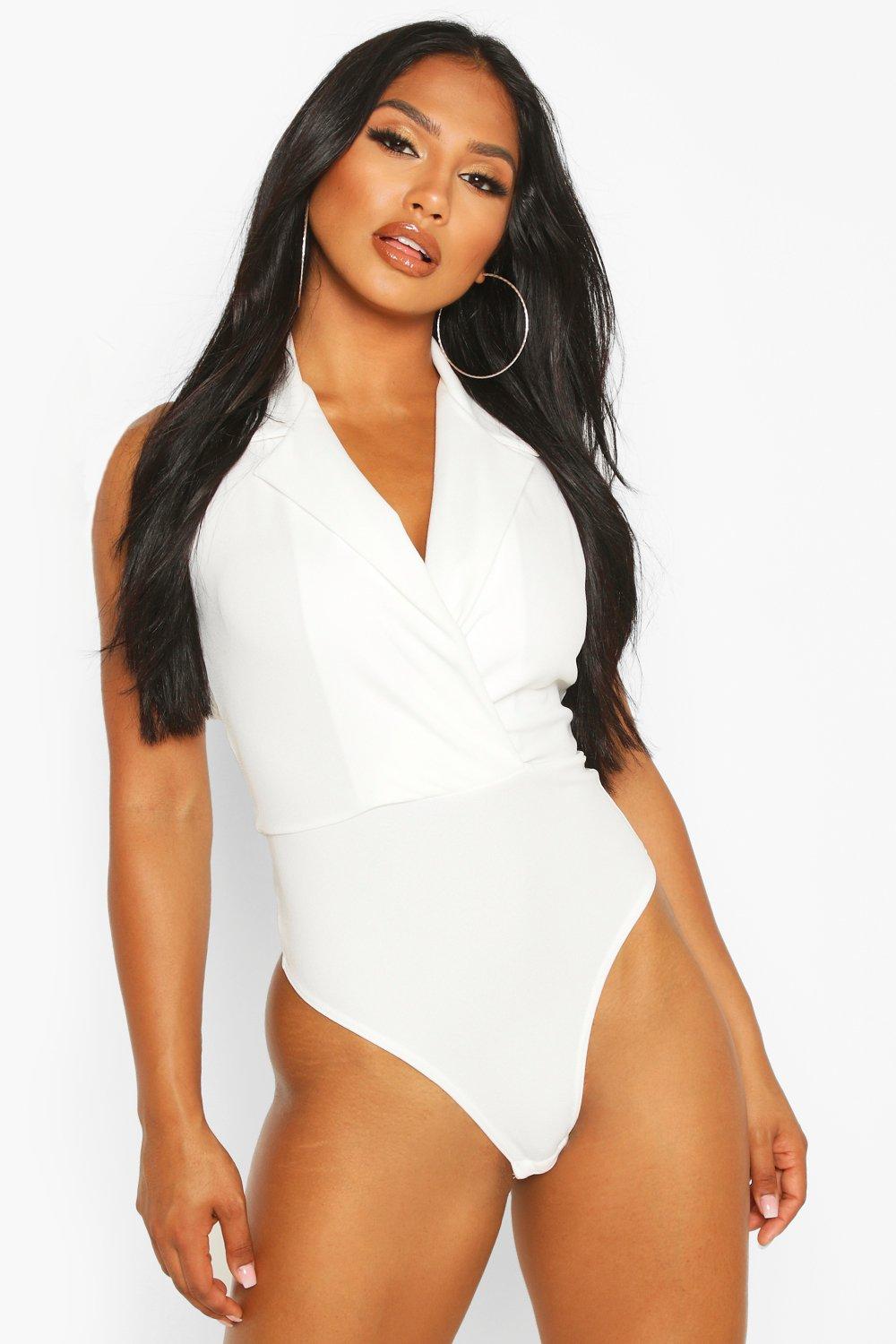 

Боди из крема с коротником, White