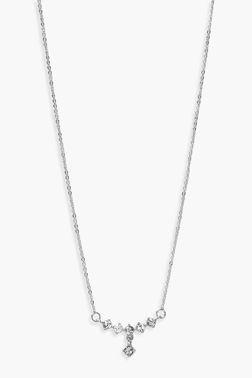 

Кулон с подвеской в виде капли со стразами, Silver