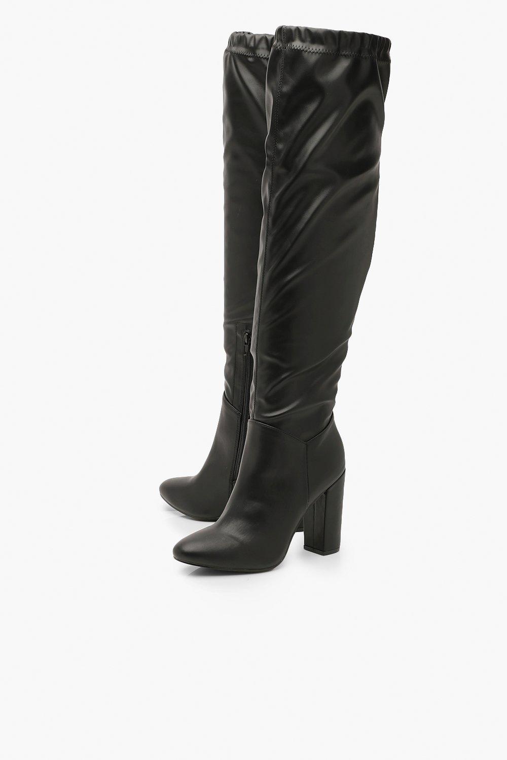 

Block Heel Knee High Boots, Black