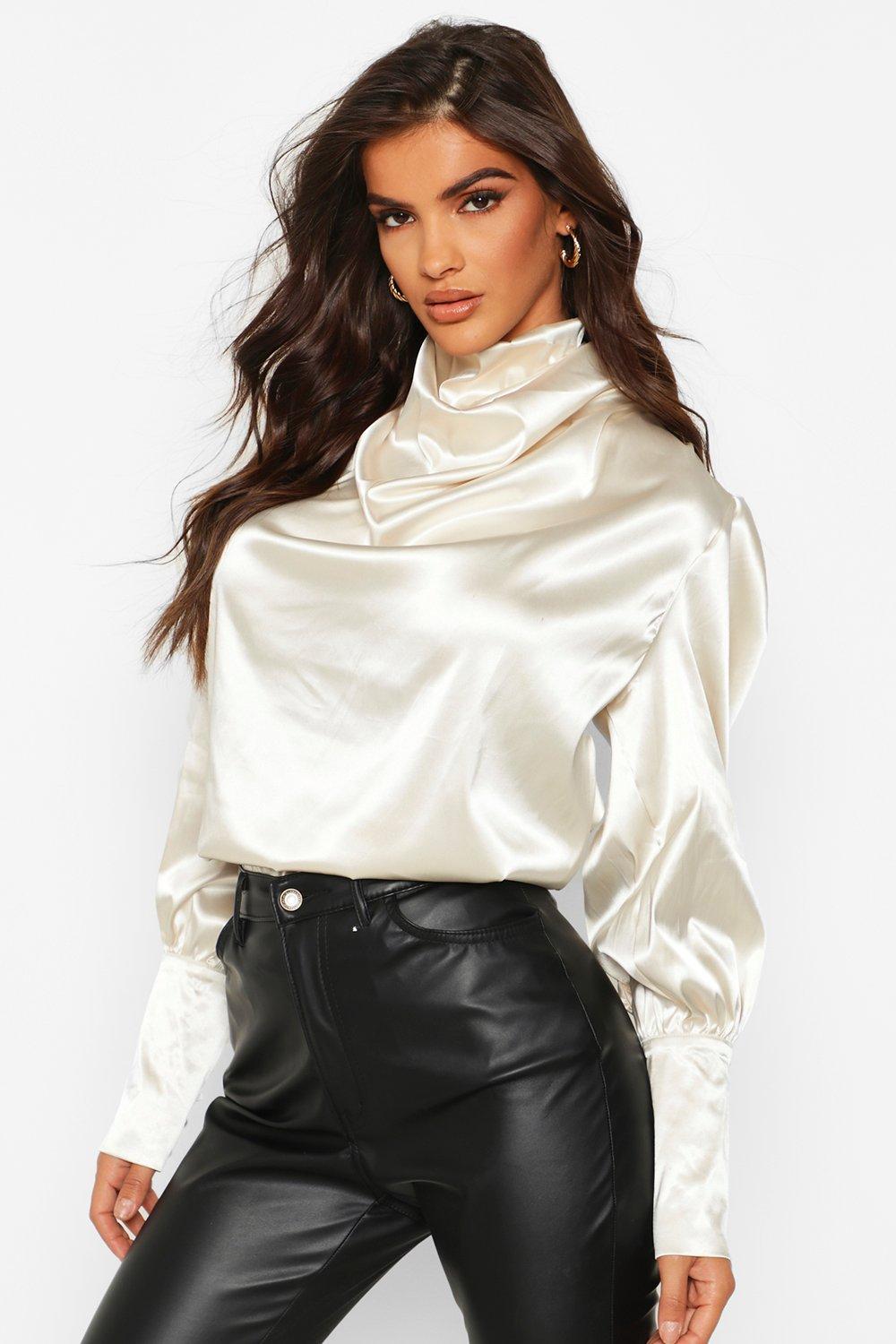 high neck satin