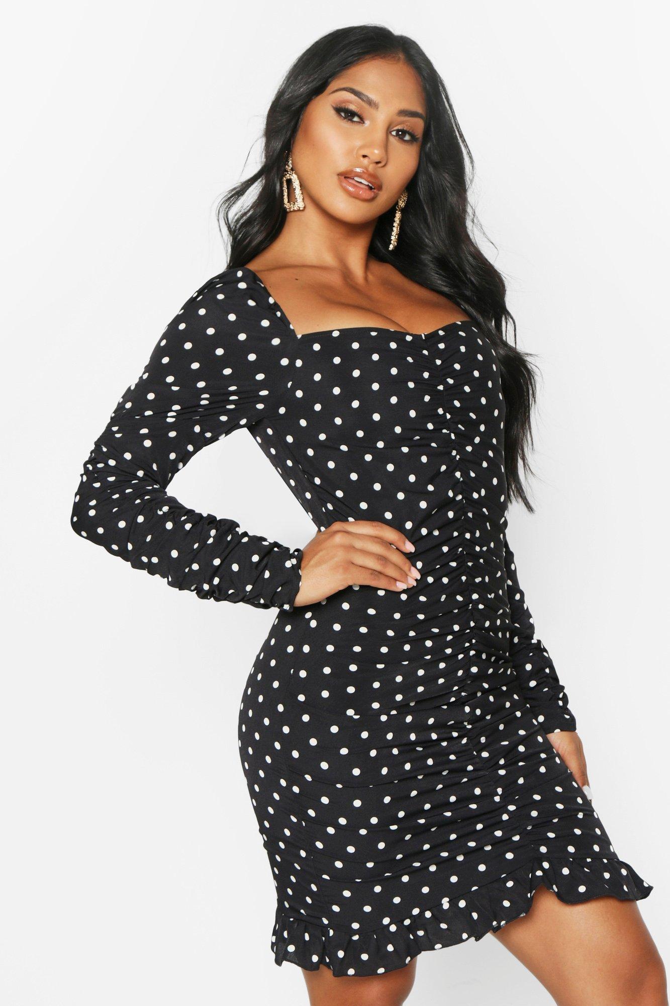 

High Neck Puff Sleeve Shift Dress, Black