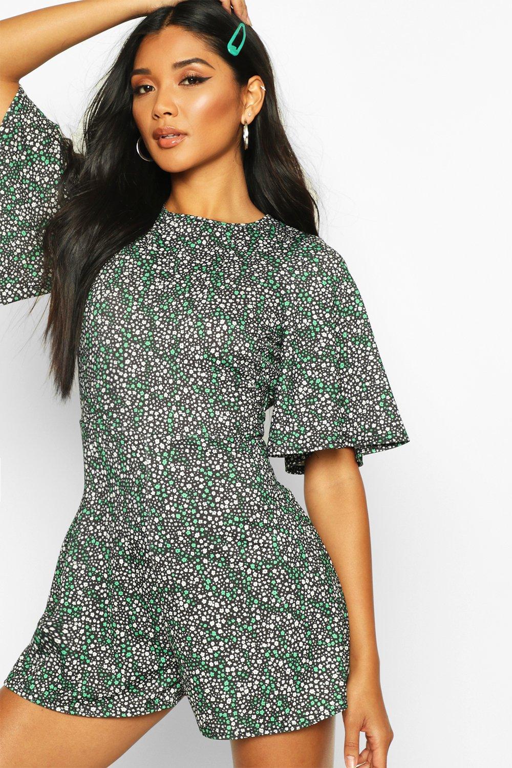 boohoo green playsuit