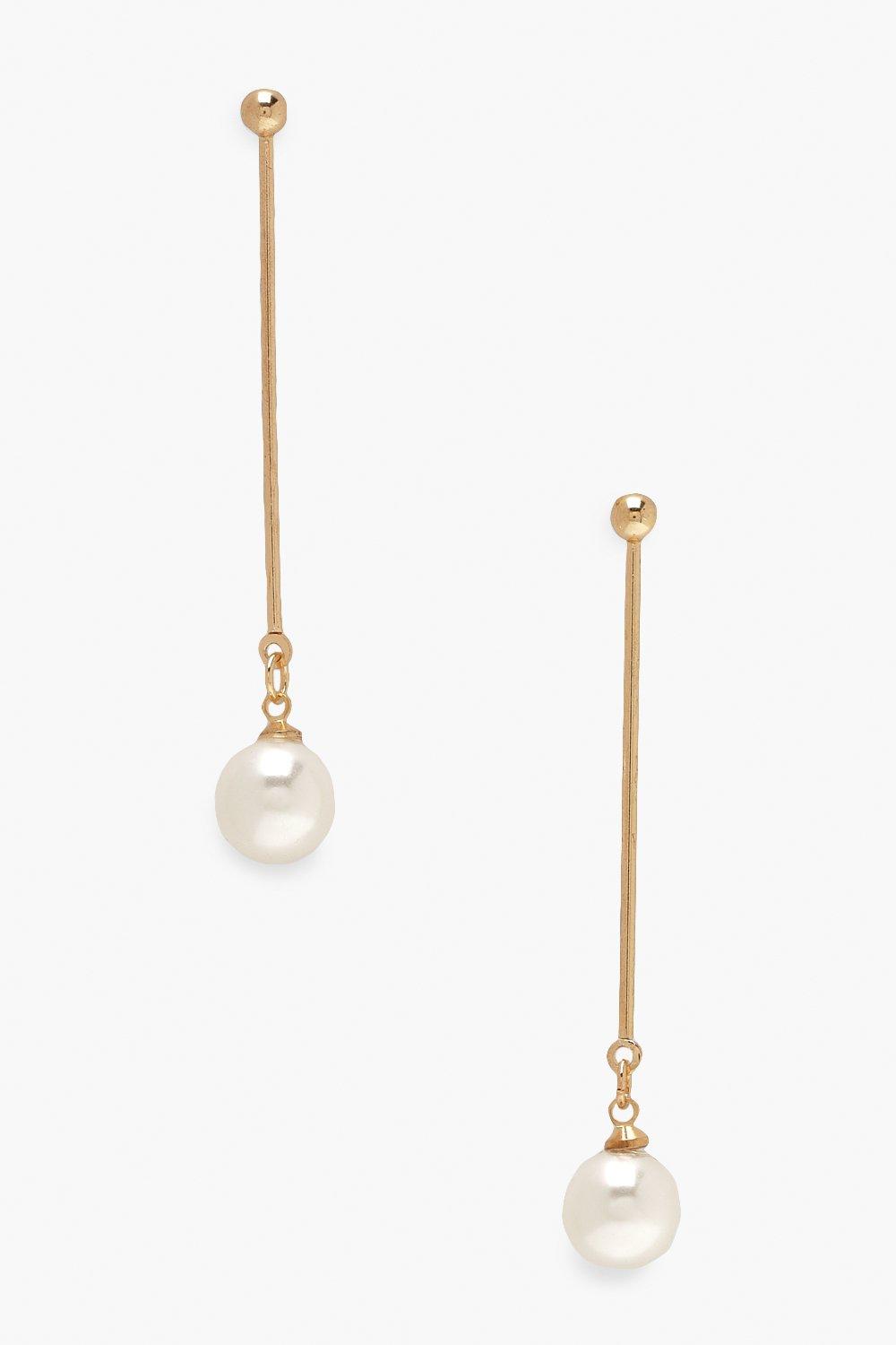 Image of Orecchini pendenti di perle con barretta, Oro