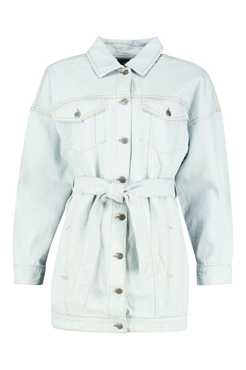 

Удлиненная куртка из денима на поясе, Light blue