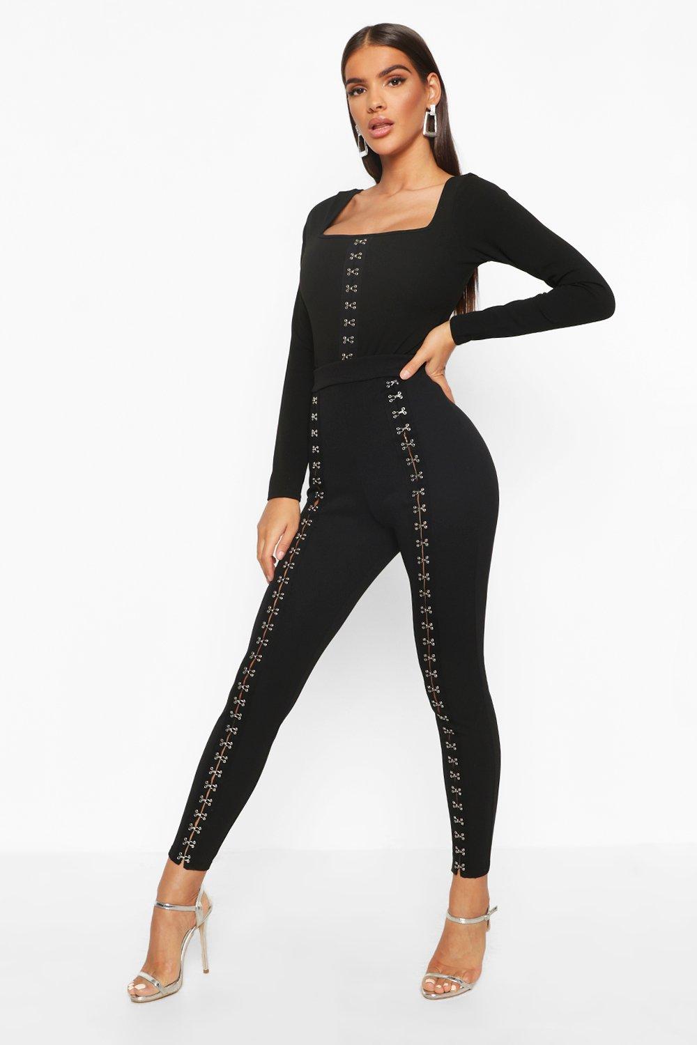 

Скинни брюки на крючках, Black