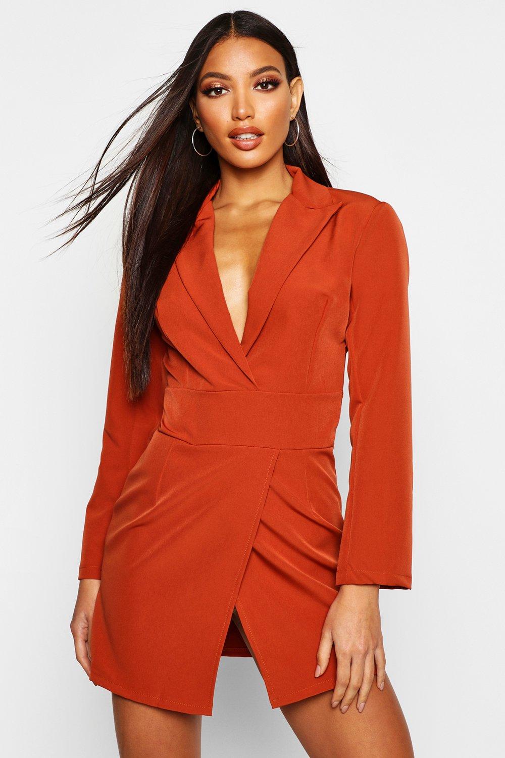 boohoo red blazer dress