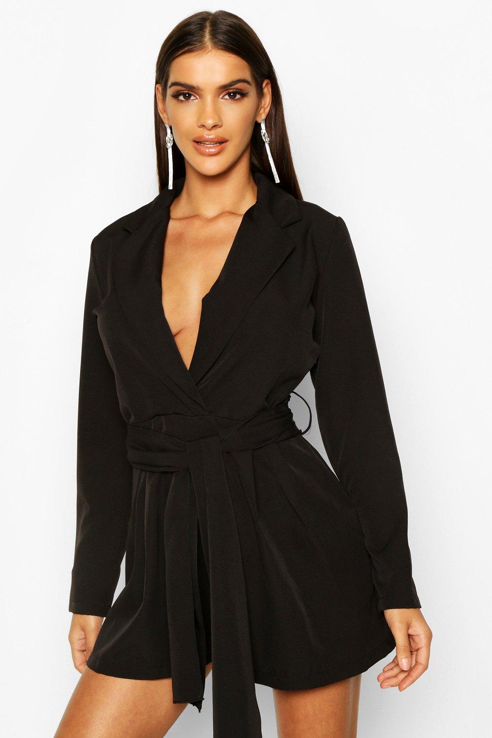 black tailored playsuit