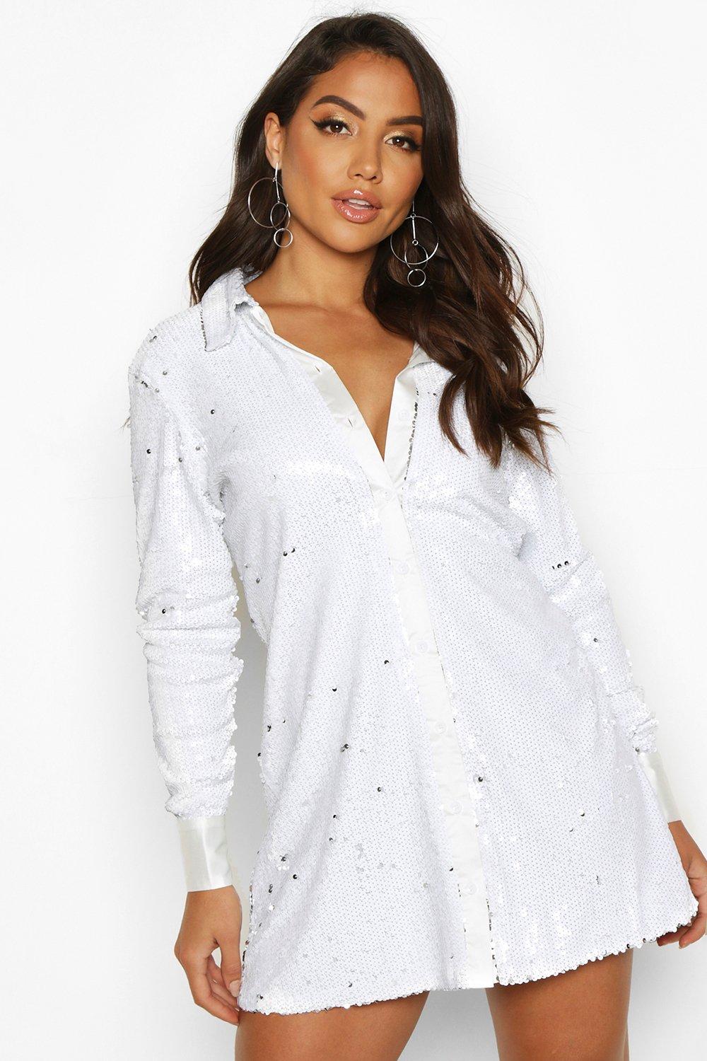 satin white shirt dress