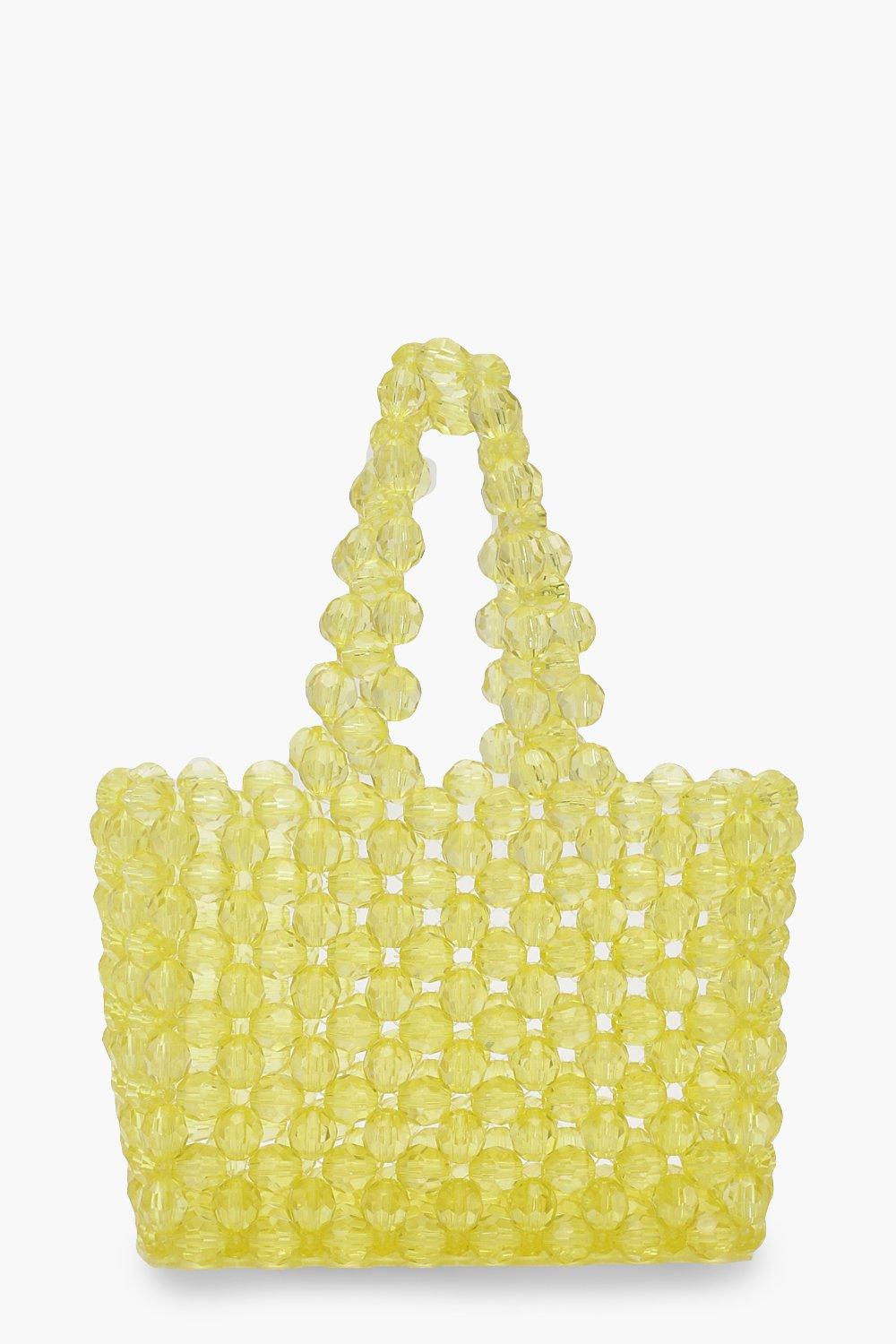 

Мини сумка шоппер с бусинами, Yellow