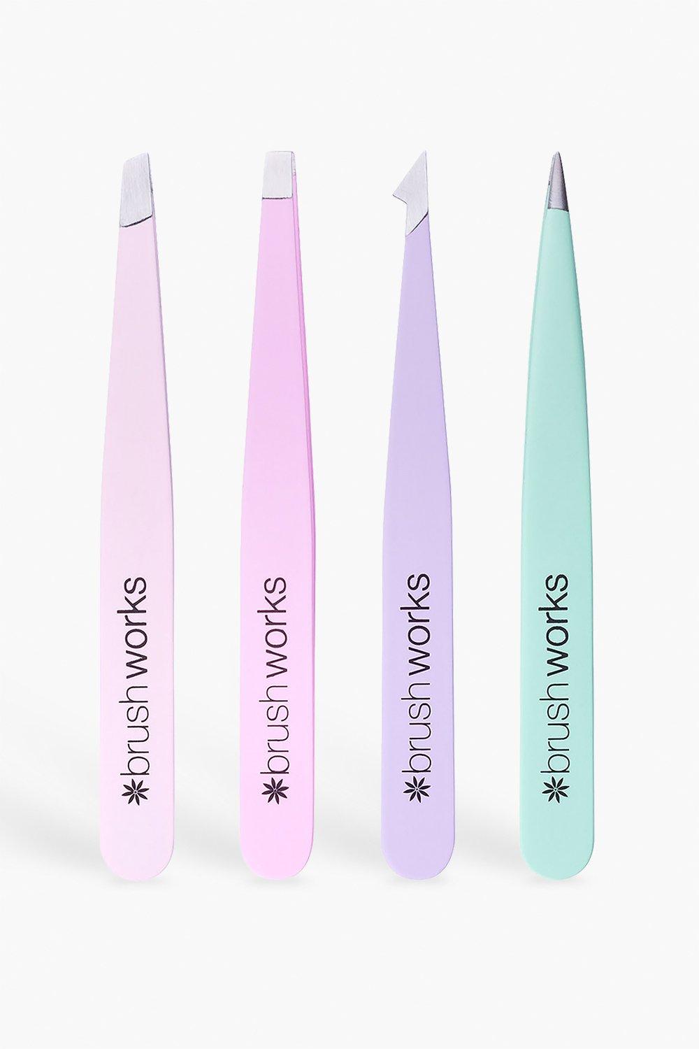 Womens Brushworks Hd Combination Pastel Tweezer Set - Pink - One Size, Pink