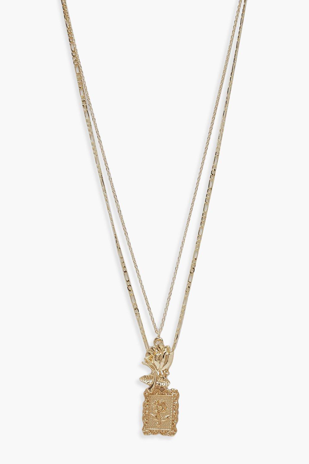 

Двойные розовый колье и рогом, Gold