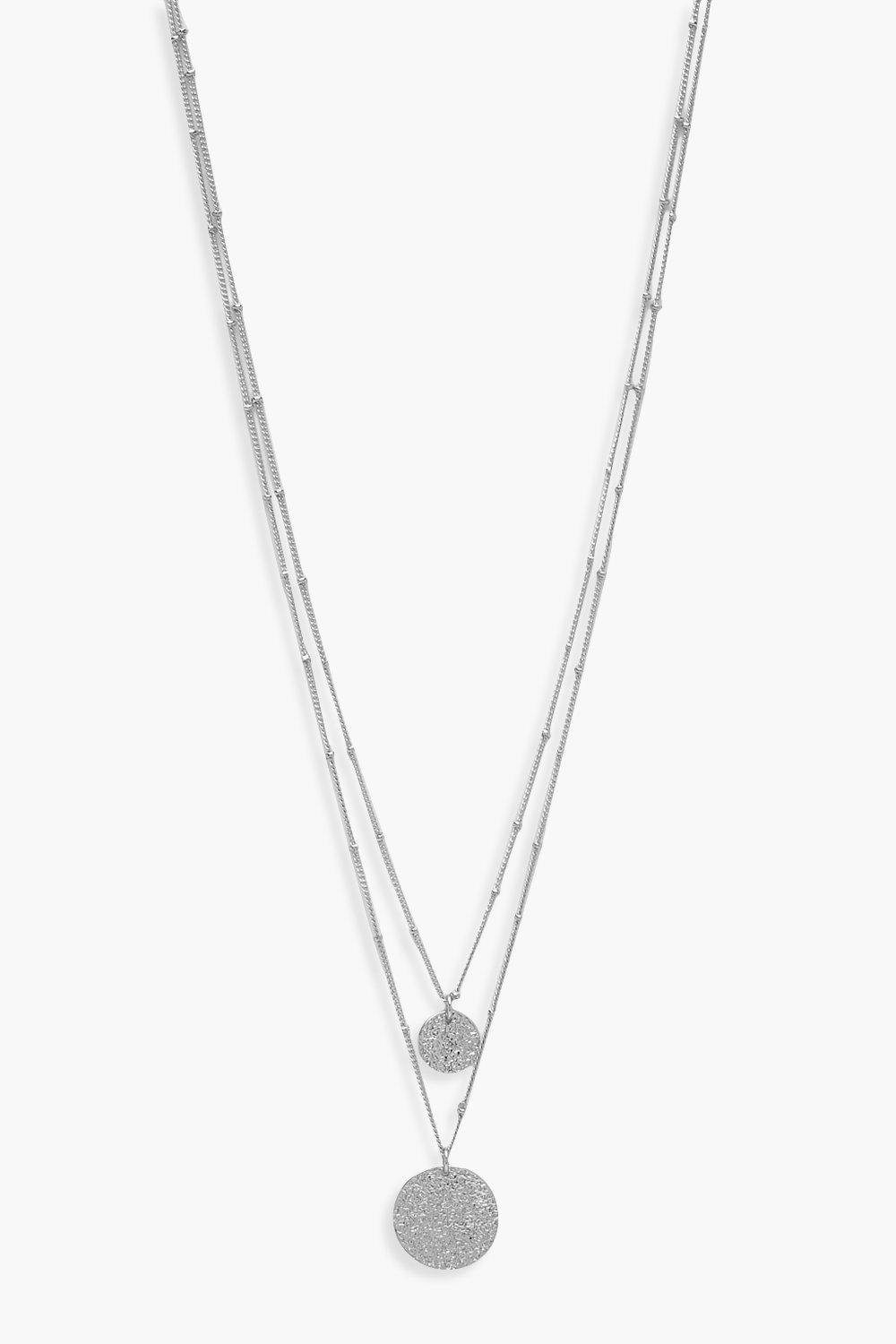 

Многослойное колье с текстурированным диском, Silver