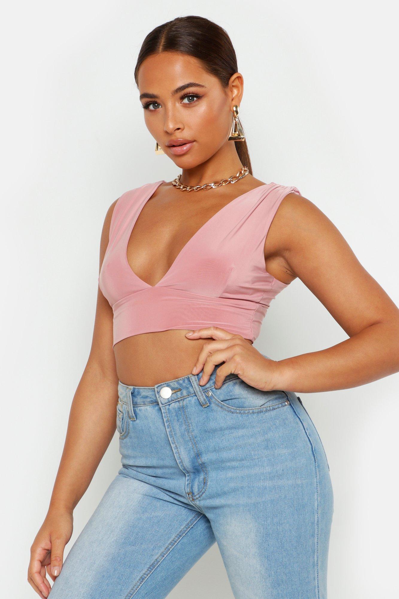 plunge neck crop top