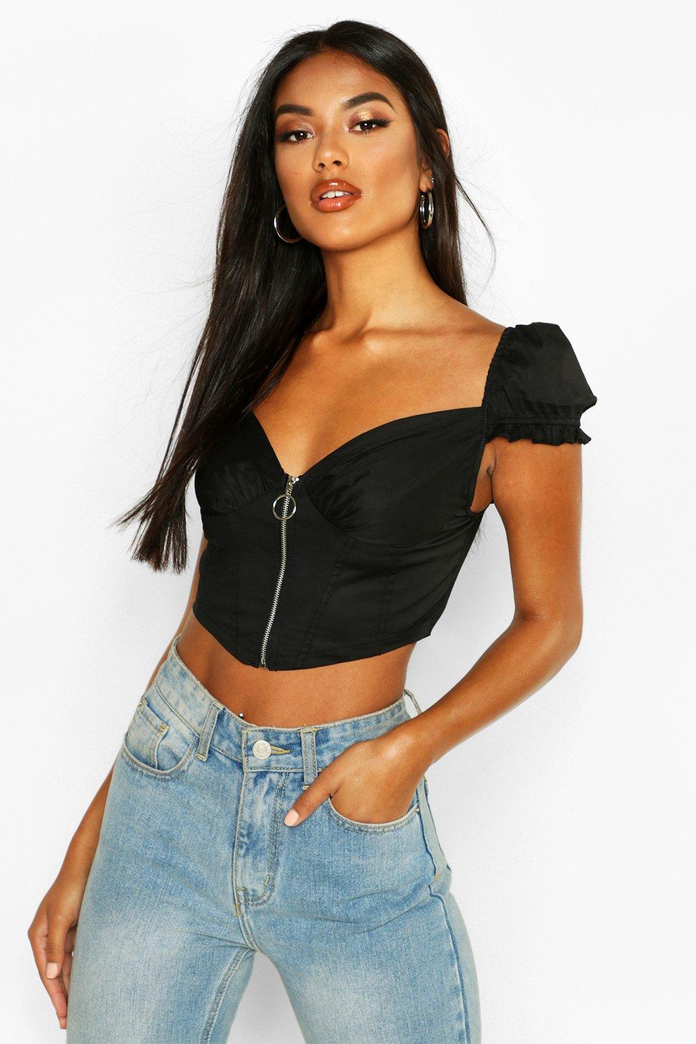 zip up cropped top