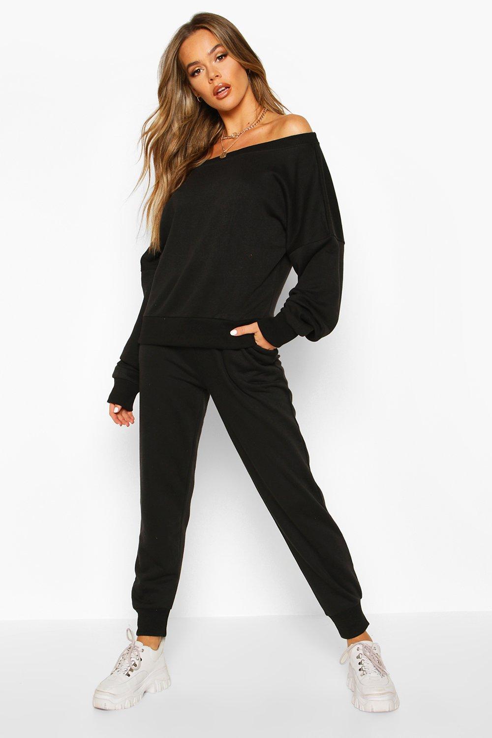 

Спортивный костюм с вырезом лодочкой, Black