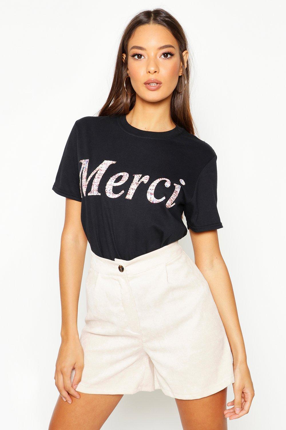 

Футболка Merci Pink с твидовым мотивом, Black