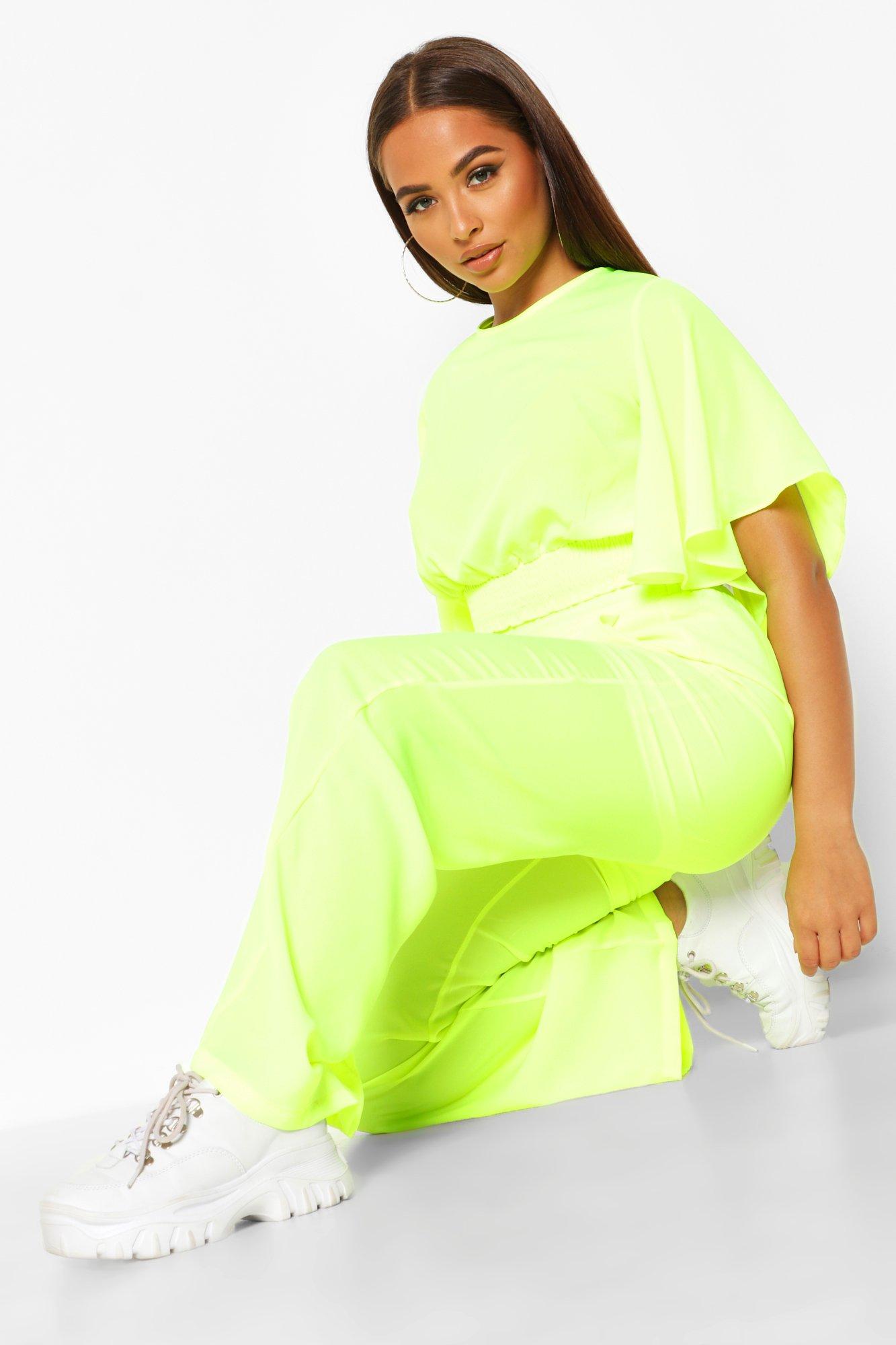 

Комплект: широкие брюки с расклешенным рукавами, Neon-yellow