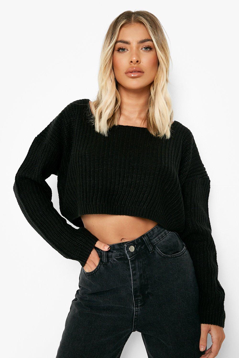 Pull Court Dos En V - Noir - S, Noir