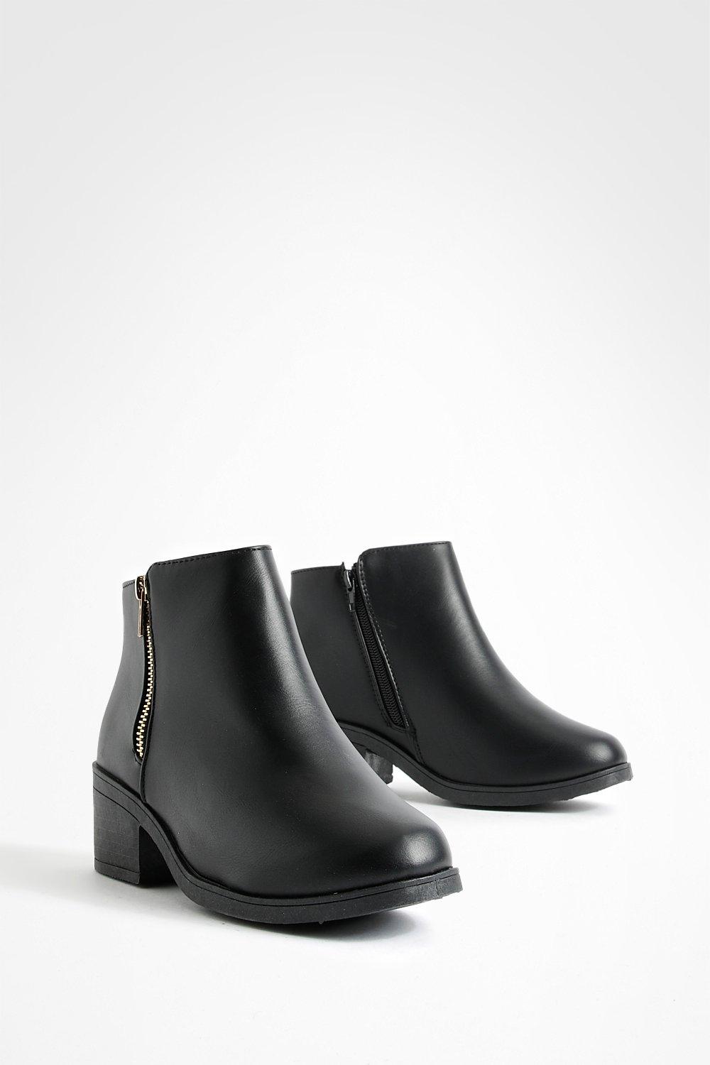 Womens Wide Fit Zip Side Chelsea Boots - Black - 3, Black