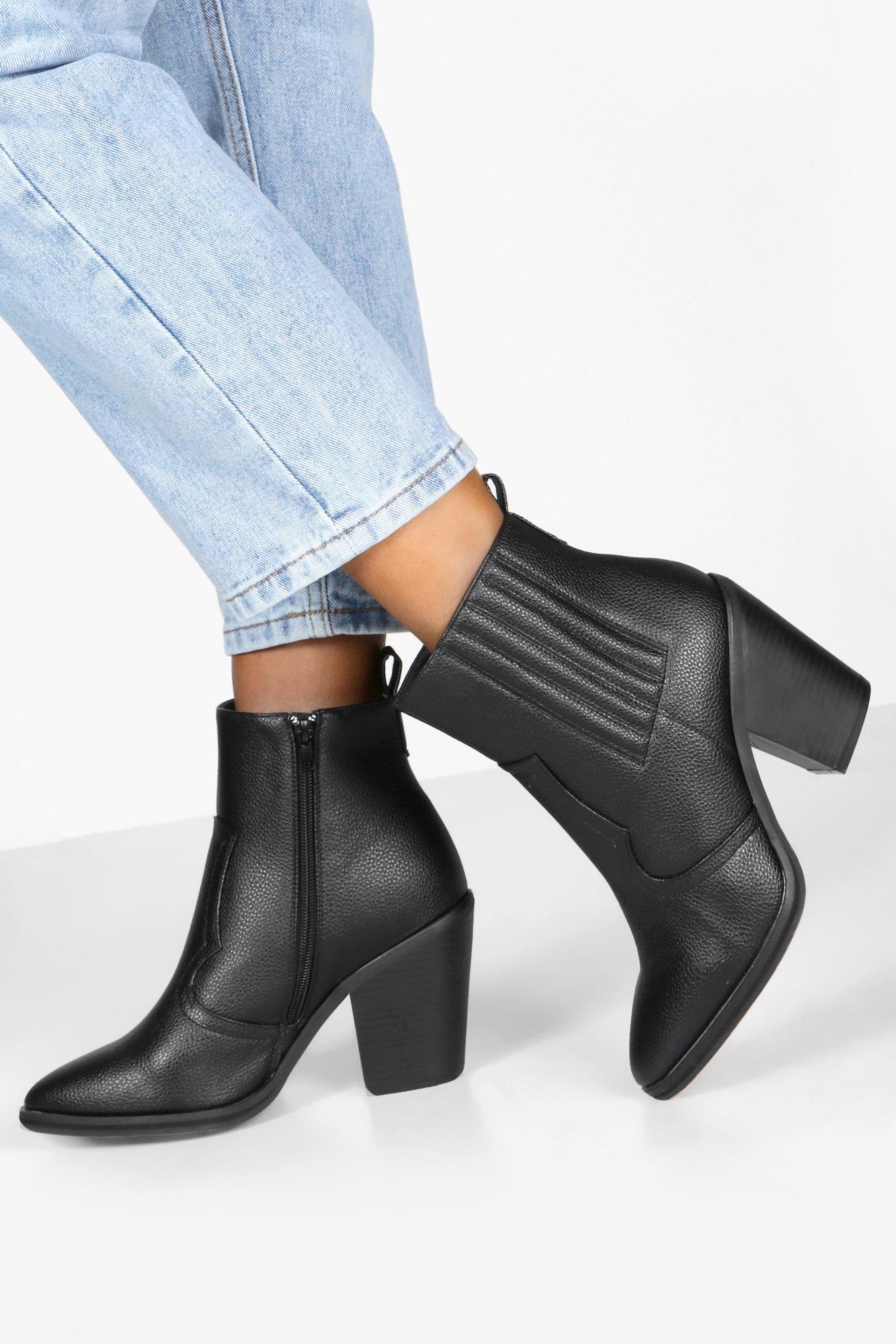 

Wide Fit — Ботинки в ковбойском стиле, Black