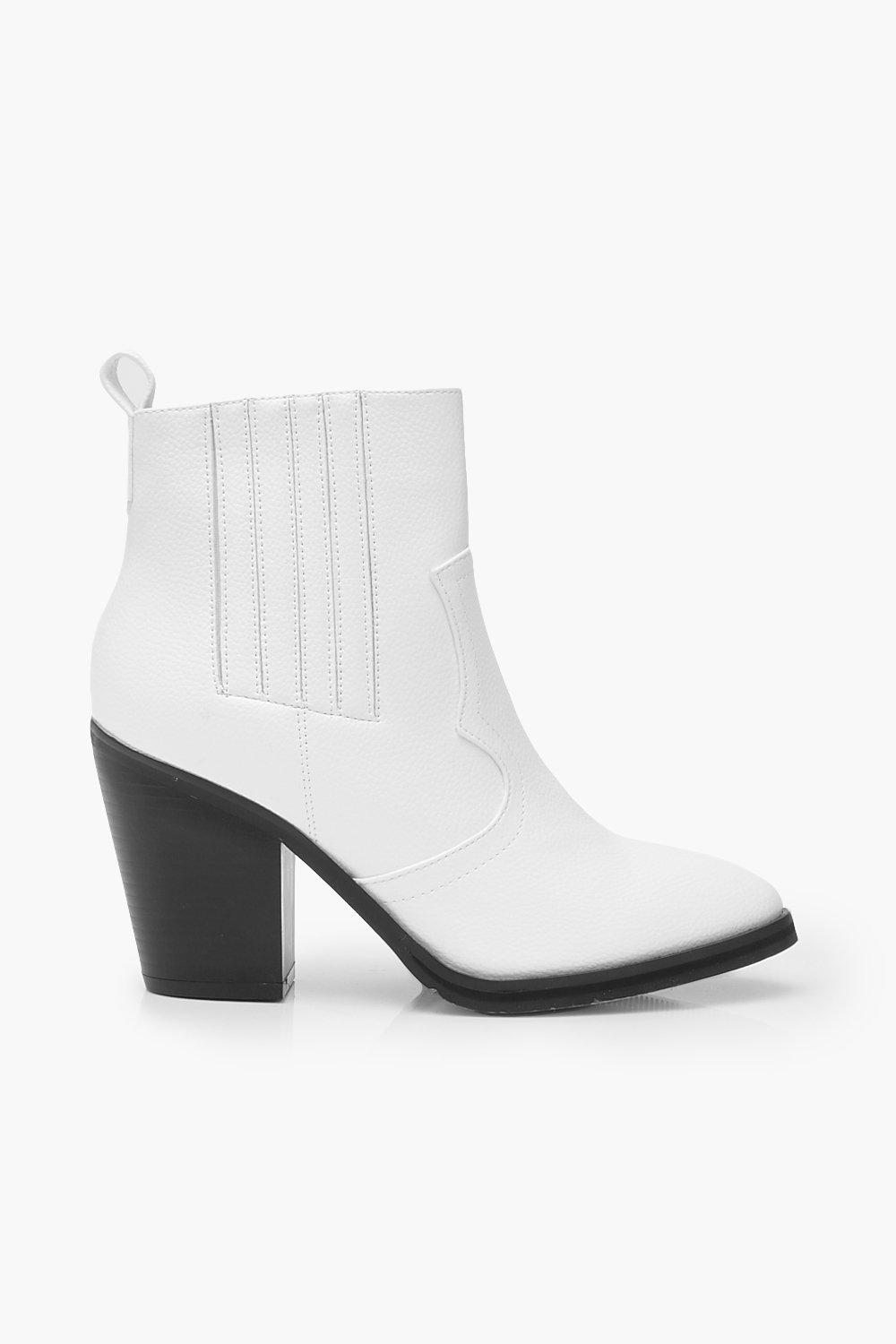 

Wide Fit — Ботинки в ковбойском стиле, White