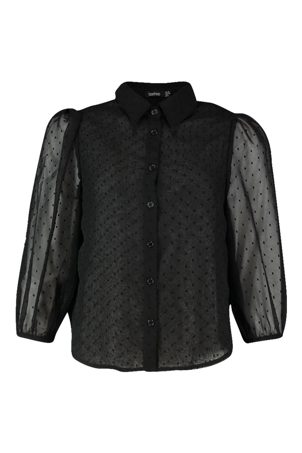 

Сетчатая рубашка из ткани добби, Black